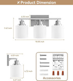 Sailstar Bathroom Light Fixtures Over Mirror, 3-Light Vanity Lights Brushed - Image 6