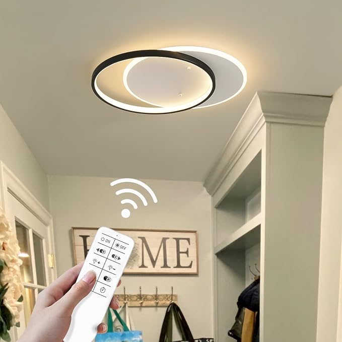 Shine LUEST Modern LED Ceiling Light Fixture Black Semi Flush Mount Light - Image 9
