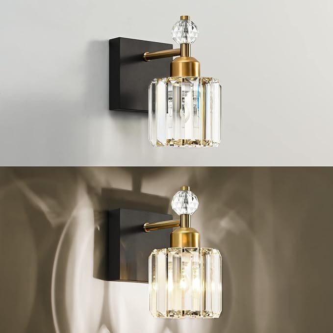 PRESDE 1-Light Bathroom Vanity Light, Modern Black and Gold Wall Sconce - Image 5