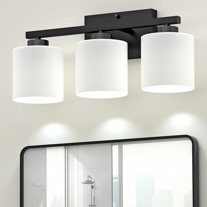Honesorn Bathroom Light Fixtures Black, 3-Light Bathroom Vanity Light Over - Image 7
