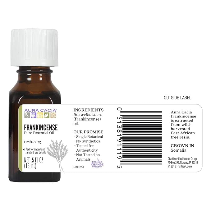 Aura Cacia Essential Oil, Meditative Frankincense, 0.5 Fluid Ounce, Packaging - Image 6