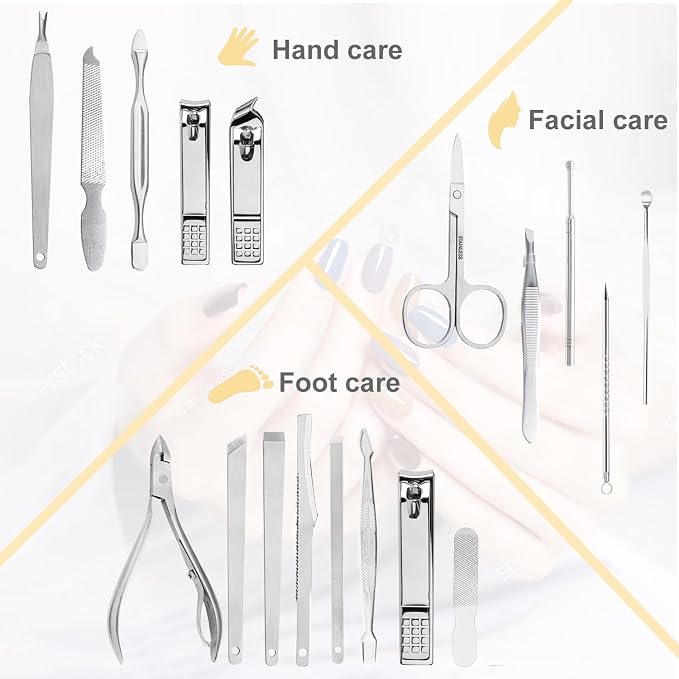 Yougai Nail Clippers set for Men and Womens Gift Manicure Set 18 Pieces - Image 2