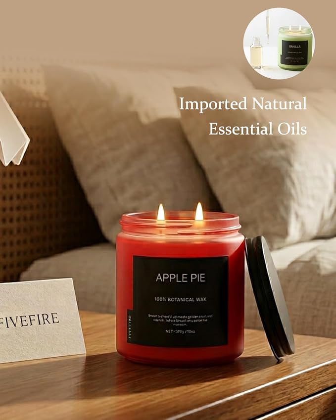 Apple Pie Home Scented Candles, 13oz Organic Soy Wax, 76-Hour Clean Burning - Image 6