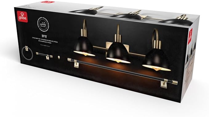 GLOBE Electric 63000058 5-Piece All-in-One Bathroom Accessory Set, Brass & Black - Image 13