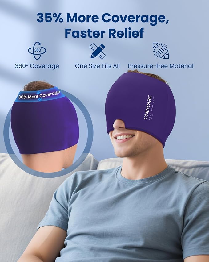 ONLYCARE Migraine Relief Cap, Soothing Headache Hat, Upgraded Odorless Gel Ice - Image 4