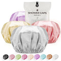 Shower Cap for Women Reusable Extra Large Shower Caps for Men Satin Double by WhaleLife