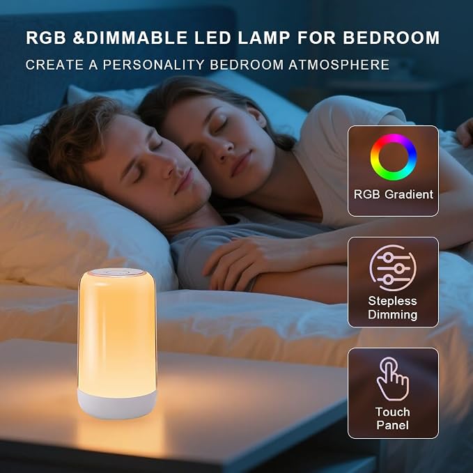 Touch Night Light Rechargeable LED Mood Lamp 7 RGB Color Ambience Lighting - Image 6