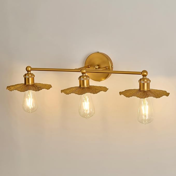 ZGLAOJT 3 Light Vintage Vanity Light Gold Bathroom Light Fixtures Over Mirror. by ZGLAOJT