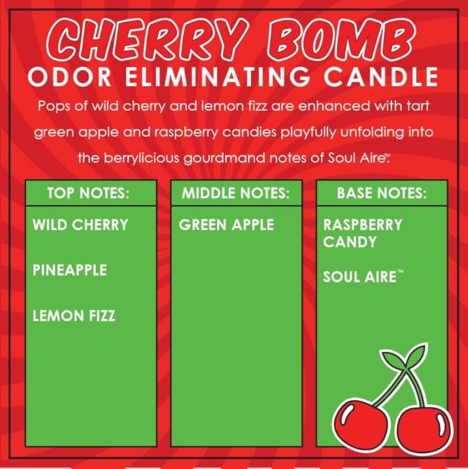 Cherry Bomb Odor Eliminating Highly Fragranced Candle - Image 4