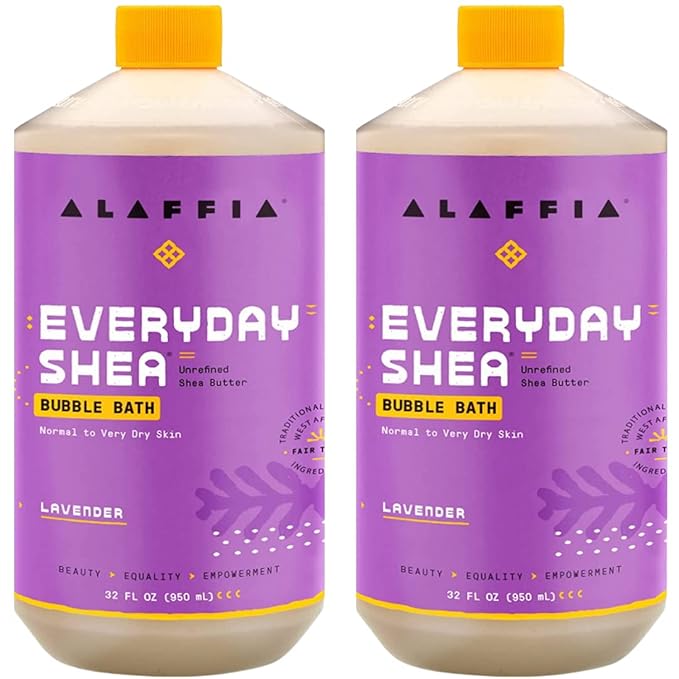 Alaffia Bubble Bath, Lavender 2-Pack – Long-Lasting Bubbles by Alaffia