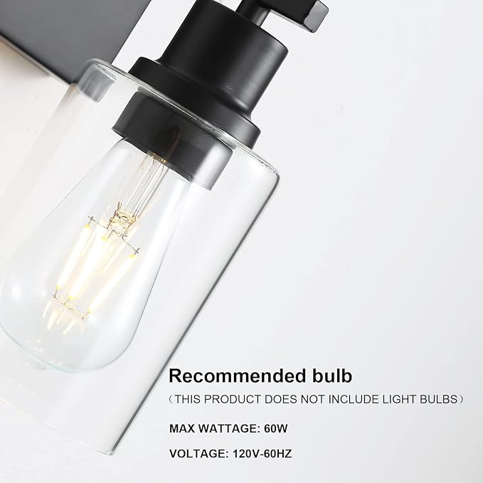 Bathroom Vanity Light Fixtures, 1-Light Matte Black Bathroom Lights, Wall - Image 6