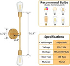 FadimiKoo 2-Light Golden Bathroom Wall Sconces Lighting, Modern Vanity Light - Image 2