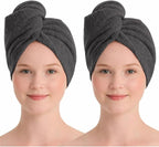100% Turkish Cotton Hair Towel Wrap 2 Pack – Oeko-TEX Certified Quick Dry Turban by Seritaine