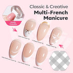 Modelones 16PCS Plaid Nail Stamping Kit – French Tip Stamper White Black - Image 4