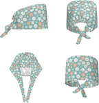 Scrub Cap for Women and Men Boho Black Leaf Pattern Adjustable Breathable - Image 2