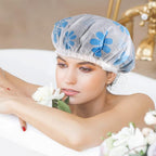 6 Pcs Shower Caps, Waterproof Bath Caps Plastic Reusable Shower Caps Elastic - Image 6