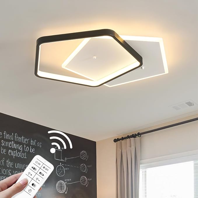Shine LUEST Modern LED Ceiling Light Fixture Dimmable Black Flush Mount Ceiling by ShineLUEST
