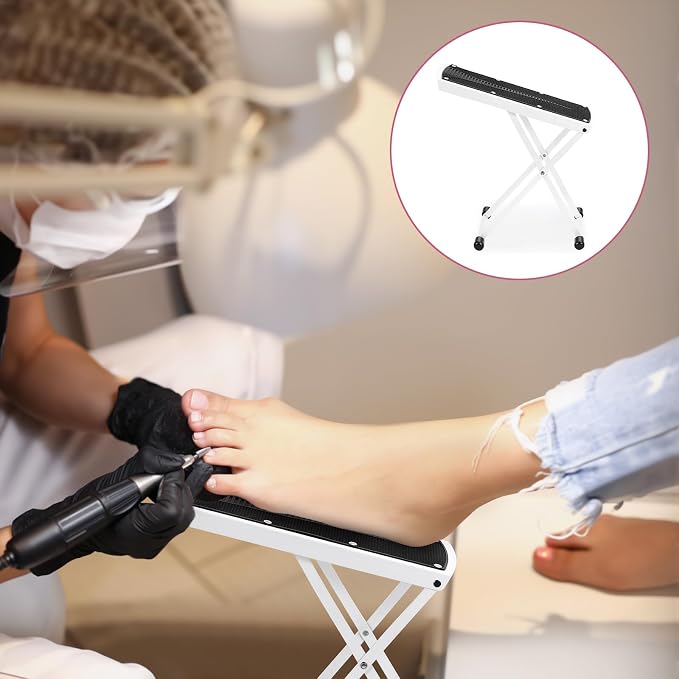 Pedicure Foot Rest, 6 Heights Adjustable Foot Stool, Upgraded Metal Foldable - Image 9