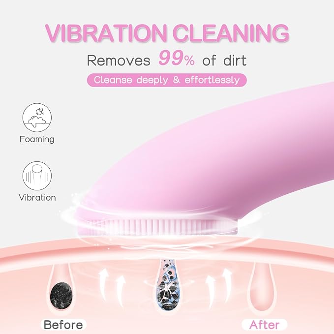 PRITECH Facial Cleansing Brush, Rechargeable Silicone Face Scrubber - Image 2