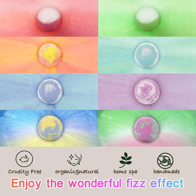 Bath Bomb Gift Set for Women, 8 Pac Bath Bombs for Girls, Natural Bubble - Image 8