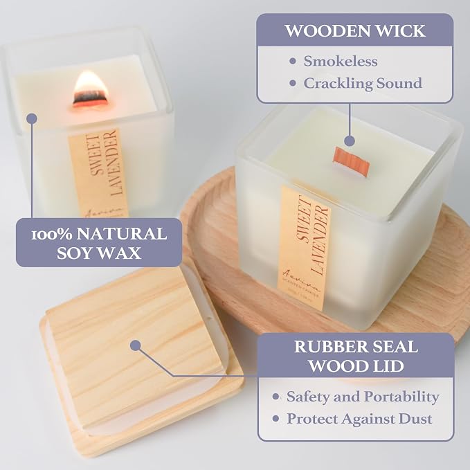 Scented Candle, 7.04 oz Lavender Aromatherapy Candle, Natural Soy Wax - Image 4