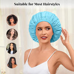 3 Pack Waterproof Shower Cap for Women, Reusable Bath Cap for Long Hair - Image 5