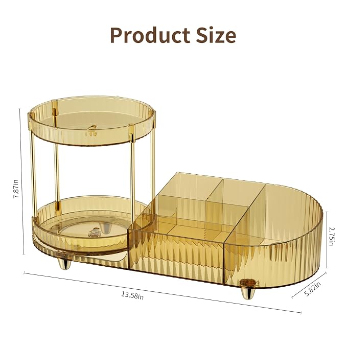 Rotating Makeup Organizer for Vanity, 2 Perfume Trays - Image 7