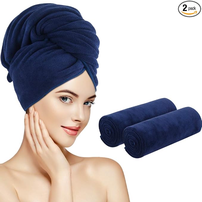 SUNLAND Microfiber Hair Towels Anti Frizz Hair Drying Towel Super Absorbent by SUNLAND