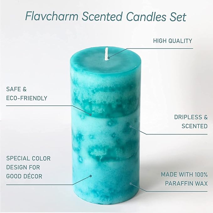 Pillar Candles Ocean Breeze Scented 3x6 inch Long-Lasting Clean Burning Candle - Image 4