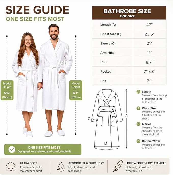 BIOLINEN 100% Cotton Terry Shawl Collar Bathrobe - Image 3