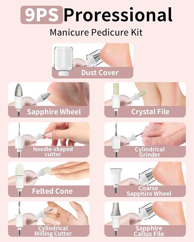 Manicure Pedicure Kit with Case, Professional Nail Grinder - Image 8