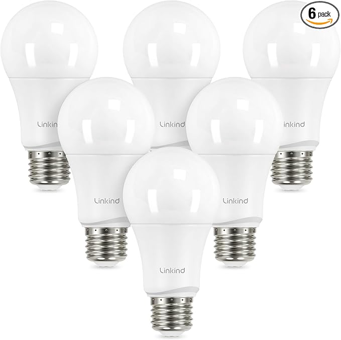 Linkind A19 LED Light Bulbs Dimmable, 75W Equivalent, E26 Base, 5000K Daylight by Linkind