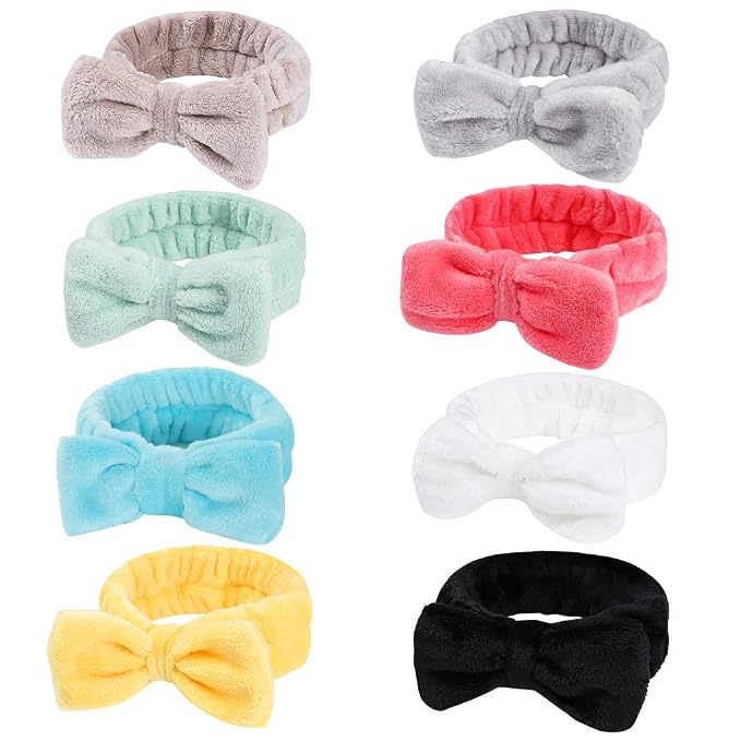 Hishexin 8 Pack Spa Headbands for Women, Soft Bow Skincare Headband for Washing by Hishexin