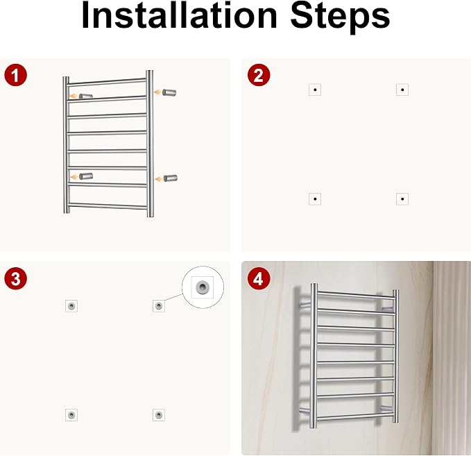 Towel Warmer Bathroom Wall Mounted Drying Rack Plug-in Electric Heated Towel - Image 7