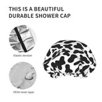 Black And White Cow Skin Abstract Animal Farm Shower Cap - Image 5