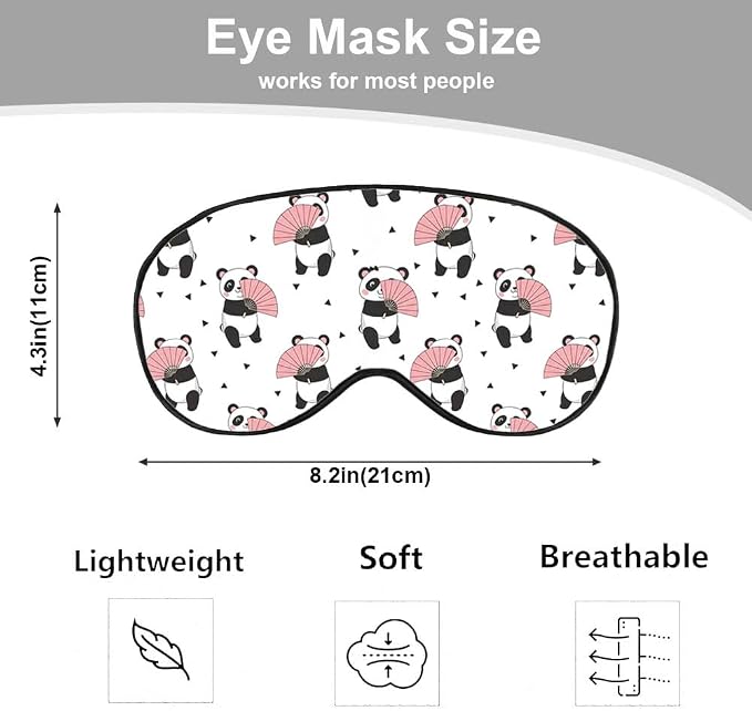 Cute Panda Bears Silk Eye Mask Sleep Mask Dandelion Pink Flower Cute Cartoon - Image 2