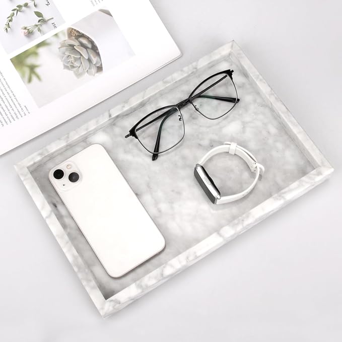 Marble Bathroom Vanity Tray, Natural Luxury Vanity Home Kitchen Bathroom Table - Image 7