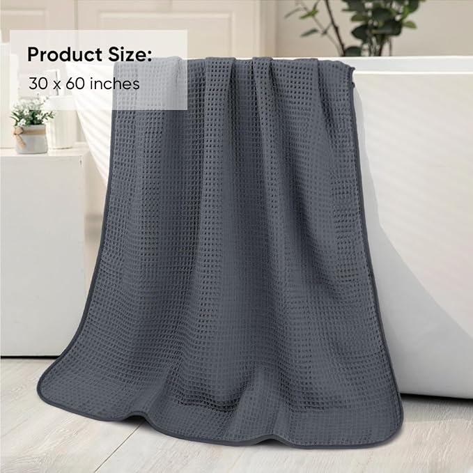 HOMEXCEL Waffle Bath Towels Set 4 Pack, Premium Microfiber Bathroom Towels - Image 6