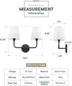 2-Light Bathroom Vanity Light Fixtures in Matte Black Finish, Modern Bedside - Image 4