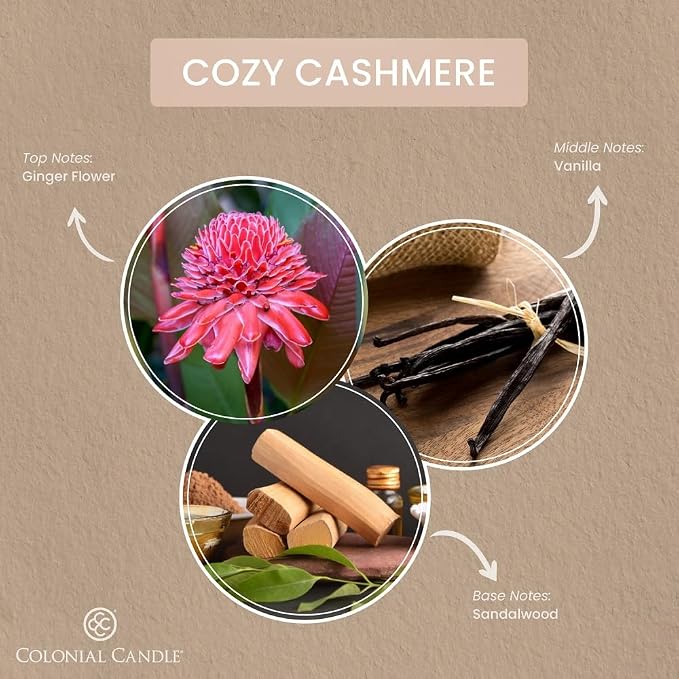 Colonial Candle Cozy Cashmere Scented Candle Jar, Highly Fragranced Candles - Image 2