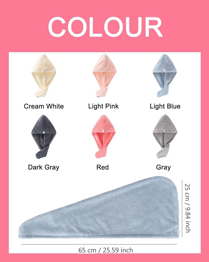 Lumimi Luxury Microfiber Hair Towel Gift Set 6 Pack - Image 7