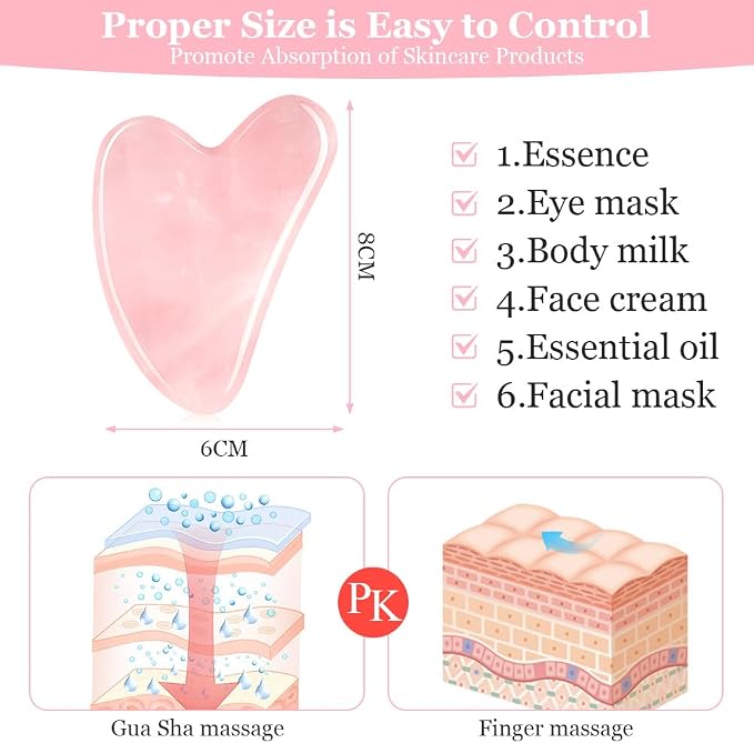 URAQT Gua Sha Facial Tools Rose Quartz Guasha Tools - Image 3