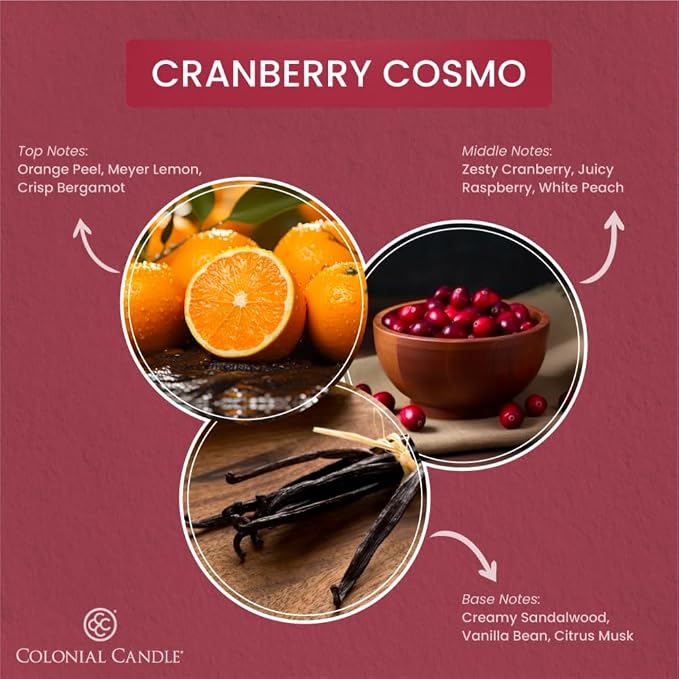Colonial Candle Cranberry Cosmo Scented Jar Candle, 2 Wick, 3.5 oz, Mottled Wax - Image 2