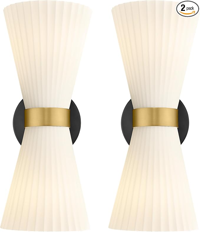 Wall Sconces Set of Two, HWH 14.3 Inch Black and Gold Bathroom Sconces by HWHINVESTMENT