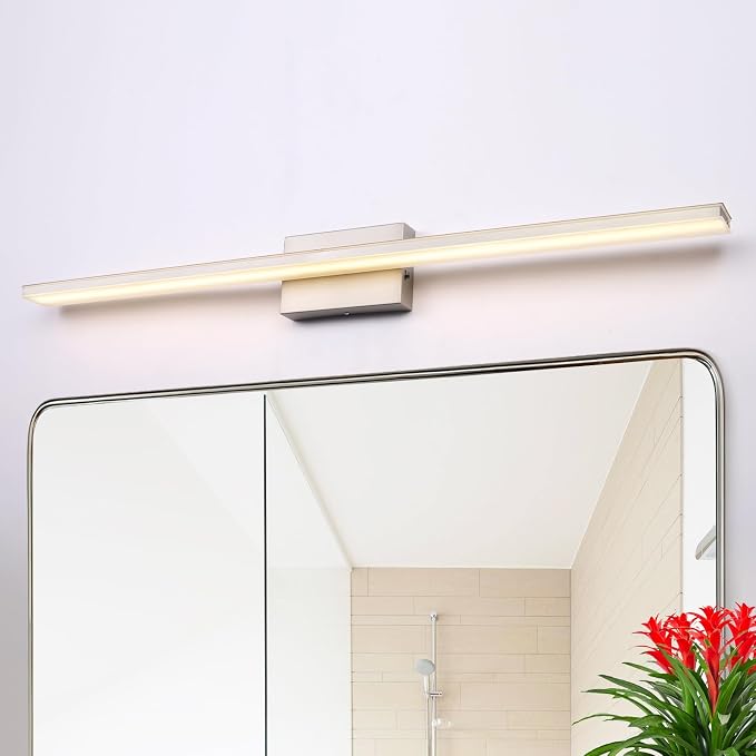 39.4 inch Brushed Nickel Bathroom Vanity Light Bar 5CCT Dimmable Bathroom Light by BRIVOLART