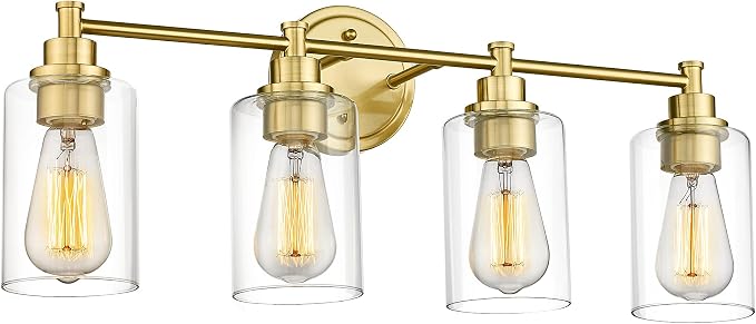 FEMILA Vanity Lights for Bathroom, Modern 4-Light Gold Bathroom Light Fixture by FEMILA