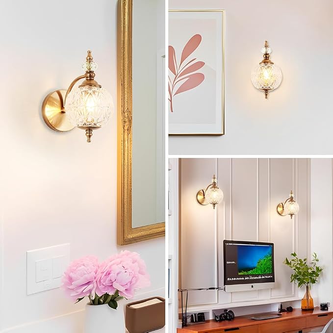 Brushed Antique Brass Bathroom Wall Sconce Vintage Style - Image 6