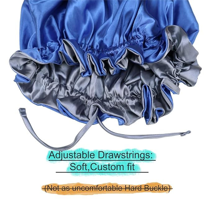 Adjustable Silk Satin Bonnet Hair Care Caps - Image 3