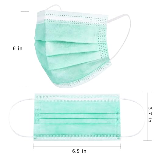 Borje Green Disposable Face Mask 100 Pcs Green Face Masks 3 Ply Protection Masks - Image 4