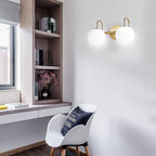 Modern Bathroom Vanity Light Fixtures 2 Lights Brushed Brass Milk White Globe - Image 6